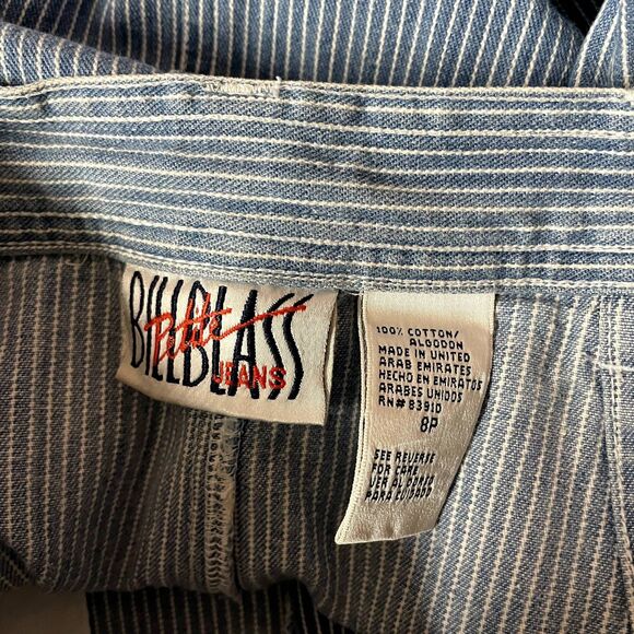 Vintage Bill Blass Jeans Petite Light Blue Striped Denim Mini Skirt Size 8P EUC - Picture 4 of 11